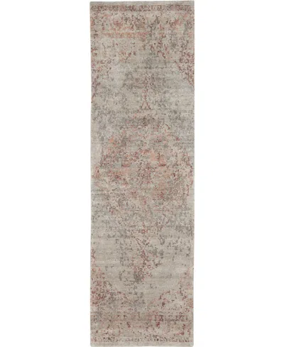 Nourison Home Lucent Lcn07 Silver And Red 2'3" X 8' Runner Rug