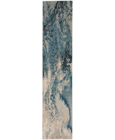 Nourison Home Maxell Mae08 2'2"x10' Runner Area Rug In Ivory,teal