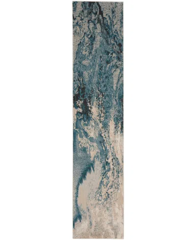 Nourison Home Maxell Mae08 2'2"x12' Runner Area Rug In Ivory,teal