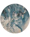Nourison Home Maxell Mae08 3'10"x3'10" Round Area Rug In Ivory,teal