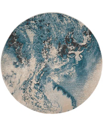 Nourison Home Maxell Mae08 3'10"x3'10" Round Area Rug In Ivory,teal