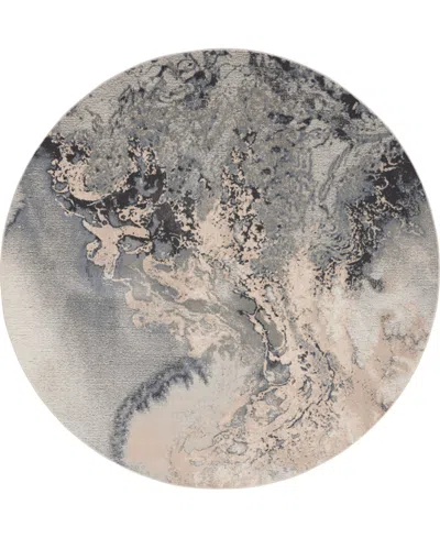 Nourison Home Maxell Mae08 7'10"x7'10" Round Area Rug In Gray