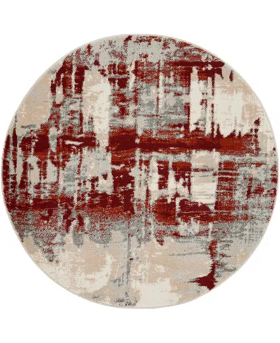 Nourison Home Maxell Mae14 3'10"x3'10" Round Area Rug In Ivory,red
