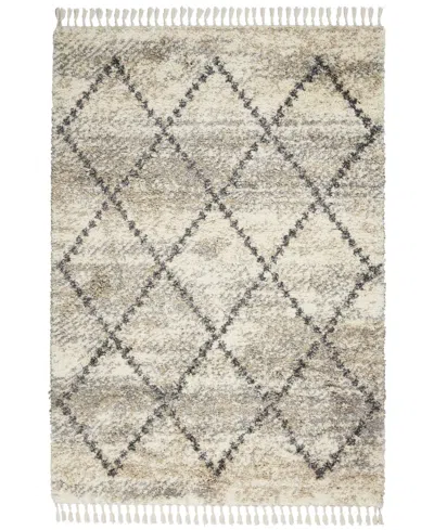 Nourison Home Oslo Shag Osl01 Ivory And Gray 5'3" X 7'9" Area Rug In Multi