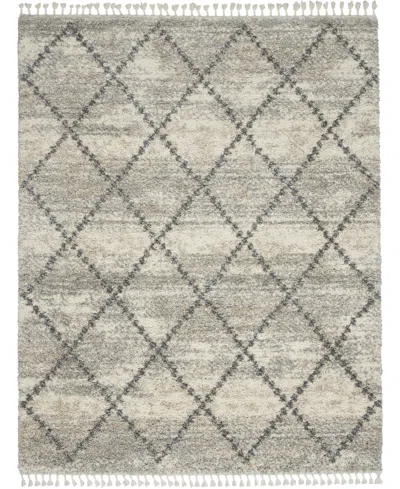Nourison Home Oslo Shag Osl01 Ivory And Gray 7'10" X 10'6" Area Rug In Multi