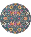 Nourison Home Passion Psn01 5'x5' Round Area Rug In Denim