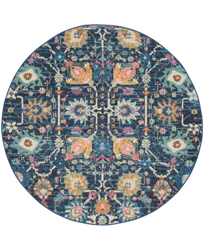Nourison Home Passion Psn01 5'x5' Round Area Rug In Navy