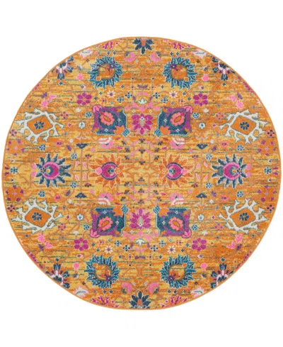 Nourison Home Passion Psn01 5'x5' Round Area Rug In Orange