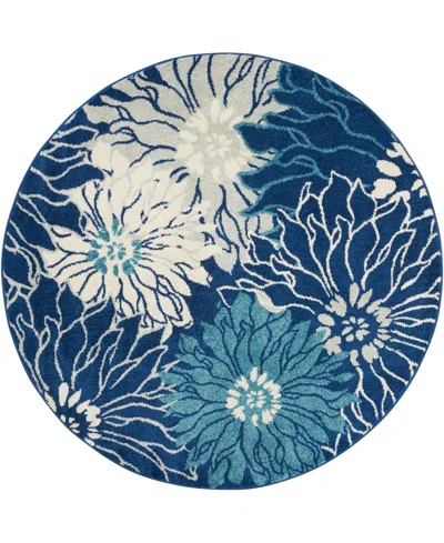 Nourison Home Passion Psn17 5'x5' Round Area Rug In Navy,ivory