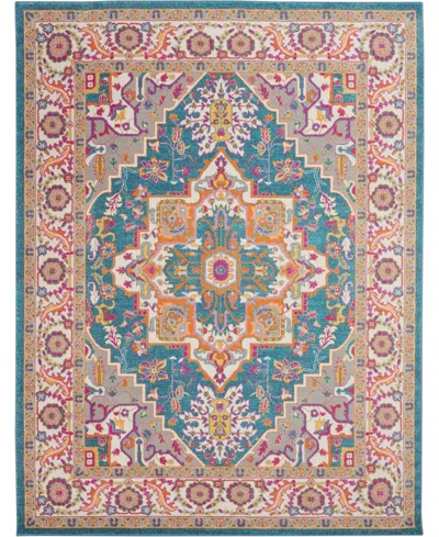 Nourison Home Passion Psn20 6'7"x9'6" Area Rug In Teal,multi