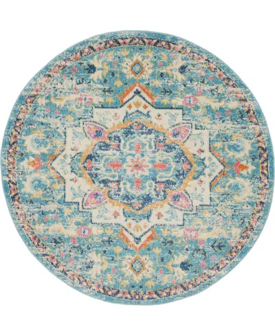 Nourison Home Passion Psn25 5'x5' Round Area Rug In Ivory,mist
