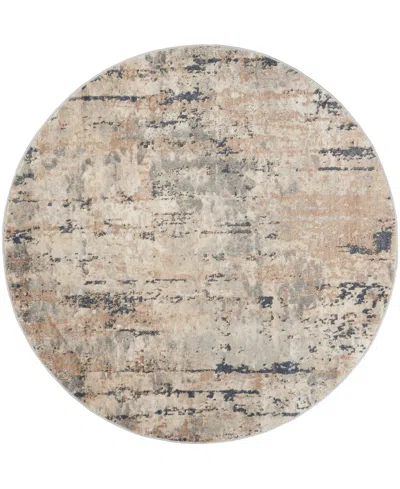Nourison Home Quarry Qua01 4'x4' Round Area Rug In Beige,gray