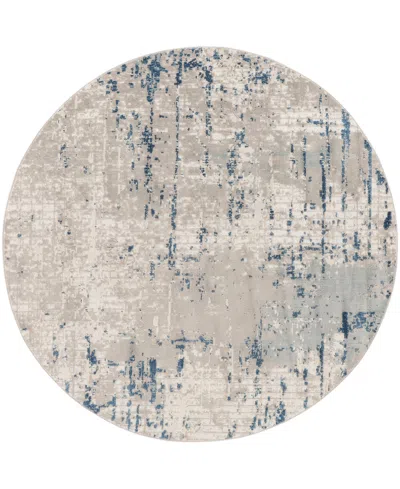 Nourison Home Quarry Qua01 5'3"x5'3" Round Area Rug In Ivory,gray