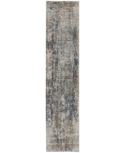 Nourison Home Quarry Qua02 2'2"x10' Runner Area Rug In Blue,beige