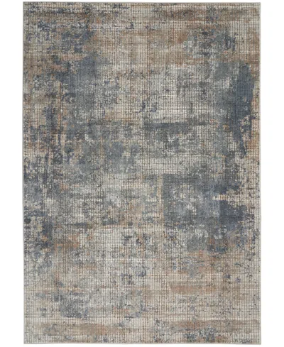 Nourison Home Quarry Qua02 3'9"x5'9" Area Rug In Blue,beige