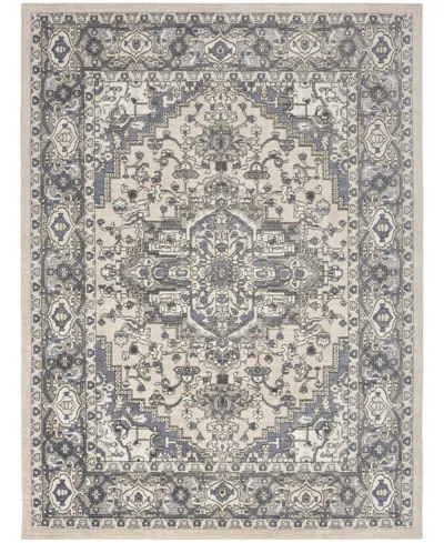 Nourison Home Quarry Qua05 5'3"x7'3" Area Rug In Ivory,blue