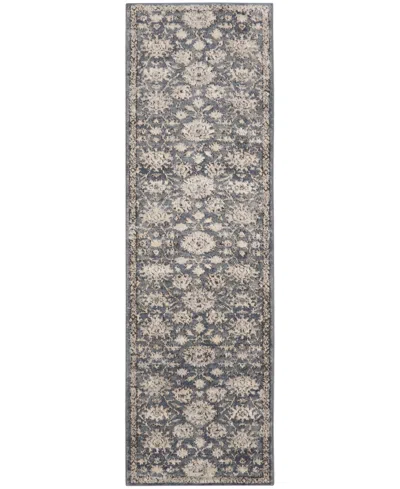 Nourison Home Quarry Qua06 2'2"x7'6" Runner Area Rug In Blue,beige