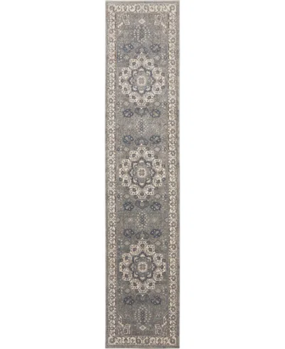 Nourison Home Quarry Qua07 2'2"x10' Runner Area Rug In Gray,ivory
