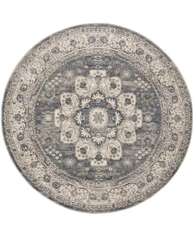 Nourison Home Quarry Qua07 5'3"x5'3" Round Area Rug In Gray,ivory