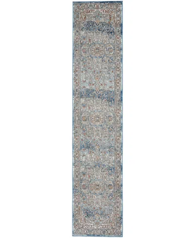 Nourison Home Quarry Qua11 2'2"x10' Runner Area Rug In Ivory,blue