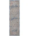 Nourison Home Quarry Qua11 2'2"x7'6" Runner Area Rug In Ivory,blue