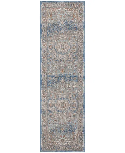 Nourison Home Quarry Qua11 2'2"x7'6" Runner Area Rug In Ivory,blue
