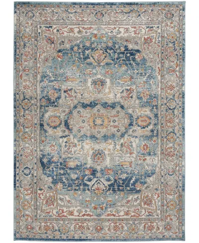 Nourison Home Quarry Qua11 3'9"x5'9" Area Rug In Ivory,blue