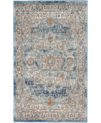 Nourison Home Quarry Qua11 3'x5' Area Rug In Ivory,blue