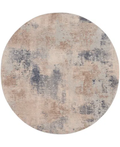 Nourison Home Rustic Textures Rus02 5'3"x5'3" Round Area Rug In Beige,gray