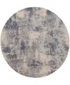 Nourison Home Rustic Textures Rus02 5'3"x5'3" Round Area Rug In Blue,ivory