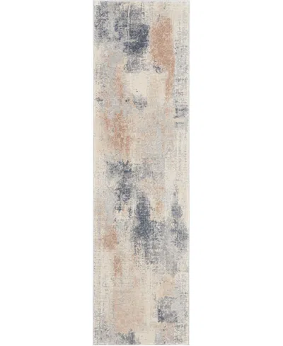 Nourison Home Rustic Textures Rus02 Beige And Gray 2'2" X 7'6" Runner Rug In Multi
