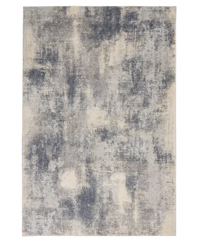 Nourison Home Rustic Textures Rus02 Blue And Ivory 5'3" X 7'3" Area Rug In Multi