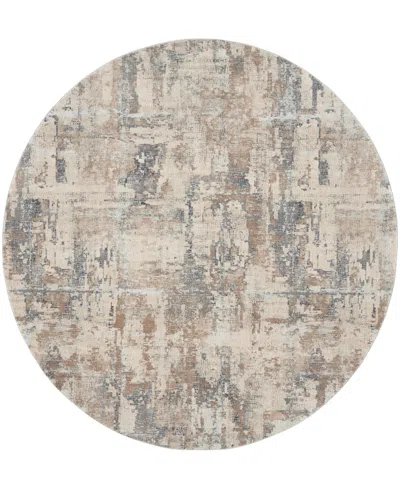 Nourison Home Rustic Textures Rus06 5'3"x5'3" Round Area Rug In Beige,gray
