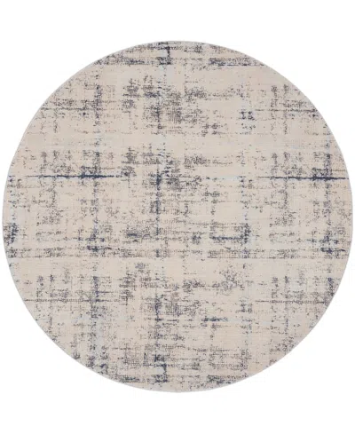 Nourison Home Rustic Textures Rus06 7'10"x7'10" Round Area Rug In Ivory,blue