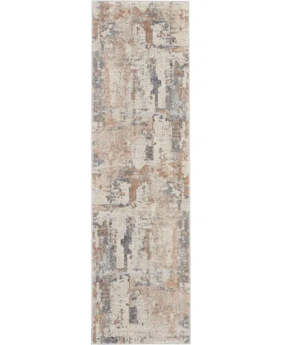 Nourison Home Rustic Textures Rus06 Beige And Gray 2'2" X 7'6" Runner Rug In Multi