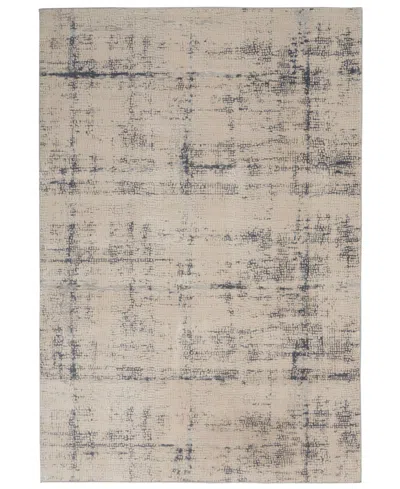 Nourison Home Rustic Textures Rus06 Ivory And Blue 5'3" X 7'3" Area Rug In Multi