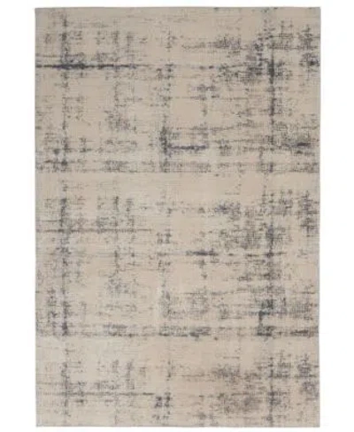 Nourison Home Rustic Textures Rus06 Ivory Blue Rug In Brown