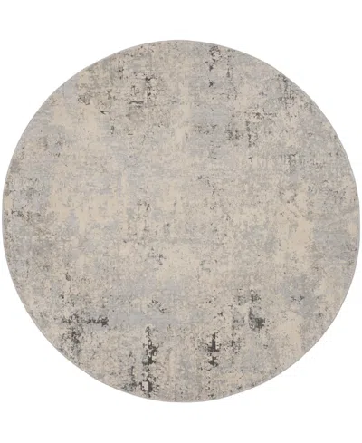 Nourison Home Rustic Textures Rus07 7'10"x7'10" Round Area Rug In Gray,beige