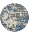Nourison Home Rustic Textures Rus08 7'10"x7'10" Round Area Rug In Gray,blue