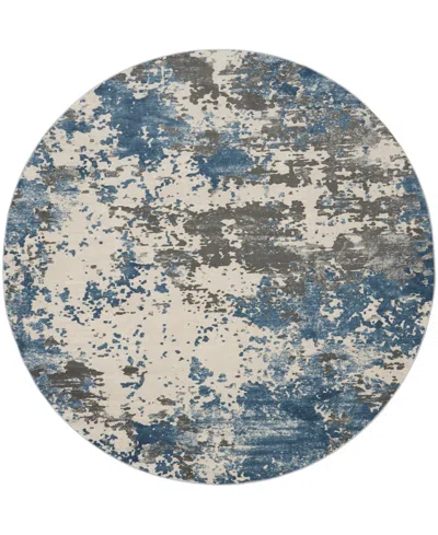 Nourison Home Rustic Textures Rus08 7'10"x7'10" Round Area Rug In Gray,blue