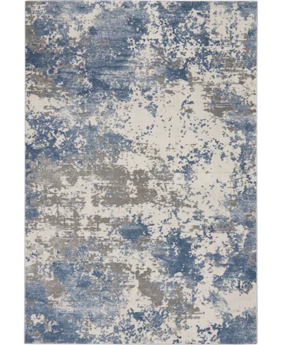 Nourison Home Rustic Textures Rus08 Gray And Blue 5'3" X 7'3" Area Rug In Multi