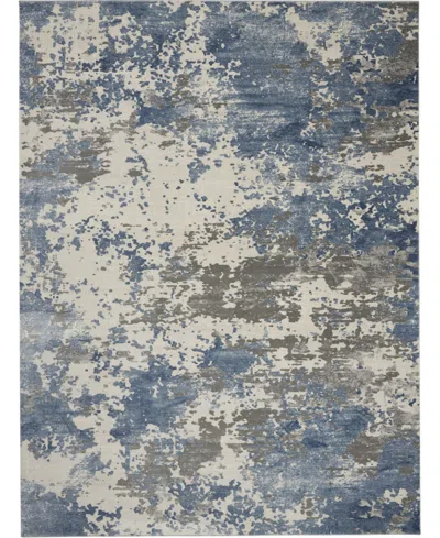 Nourison Home Rustic Textures Rus08 Gray And Blue 7'10" X 10'6" Area Rug In Multi