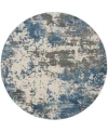 Nourison Home Rustic Textures Rus08 5'3"x5'3" Round Area Rug In Gray,blue