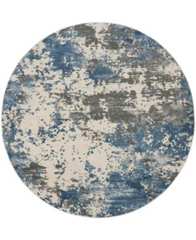 Nourison Home Rustic Textures Rus08 5'3"x5'3" Round Area Rug In Gray,blue