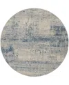 Nourison Home Rustic Textures Rus10 5'3"x5'3" Round Area Rug In Ivory,blue