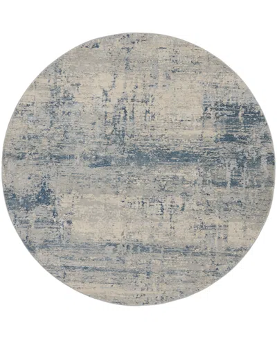 Nourison Home Rustic Textures Rus10 5'3"x5'3" Round Area Rug In Ivory,blue