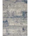 Nourison Home Rustic Textures Rus10 Ivory And Blue 3'11" X 5'11" Area Rug In Multi