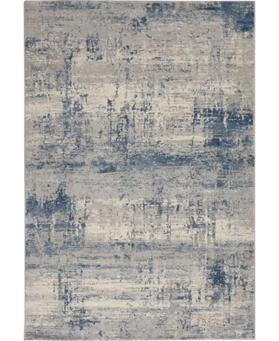 Nourison Home Rustic Textures Rus10 Ivory And Blue 5'3" X 7'3" Area Rug In Multi