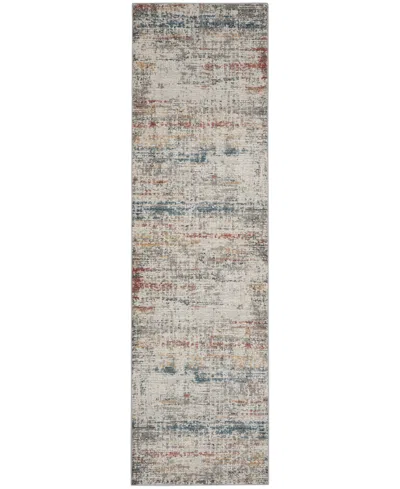 Nourison Home Rustic Textures Rus14 2'2"x7'6" Runner Area Rug In Silver
