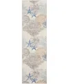 Nourison Home Seaside Sds04 2'3"x7'6" Runner Area Rug In Ivory,gray